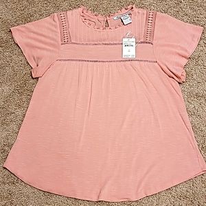 New American Rag Flutter Sleeve Mellow RoseTop sz - Small